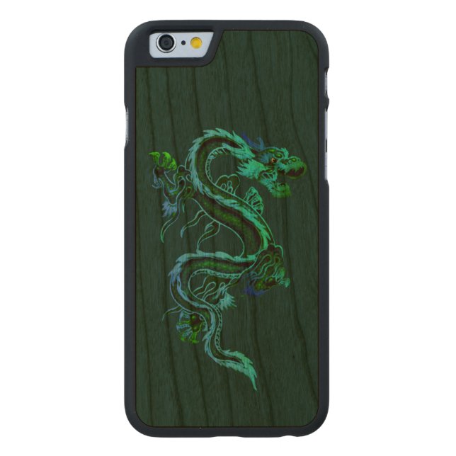 Green Dragon Wooden iPhone 6 Case Carved Wood iPhone Case (Back)