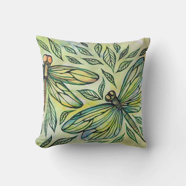 Green Dragonflies Dragonfly Lovers                 Cushion (Front)