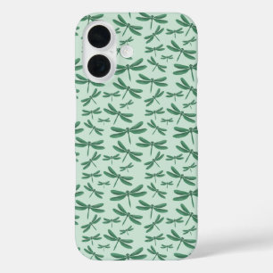 Green Dragonflies Pattern iPhone 16 Case