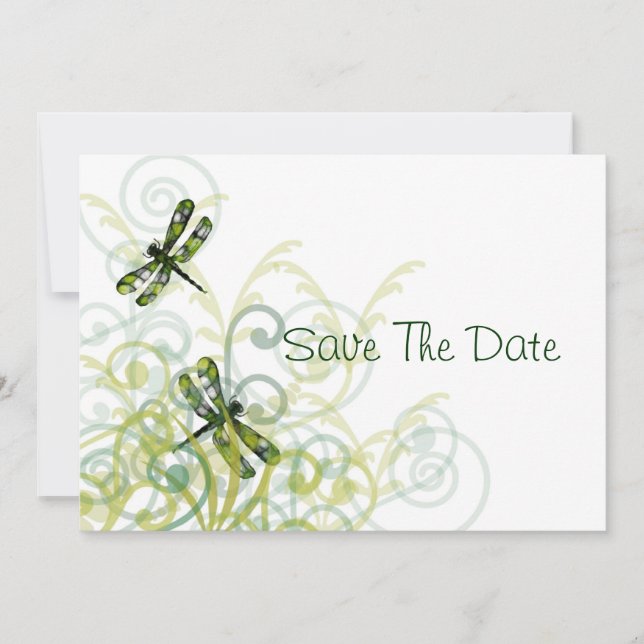Green Dragonflies Save The Date (Front)