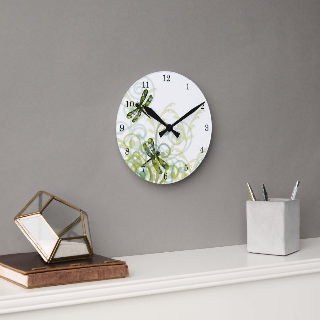 Green Dragonflies Wall Clock (Office)