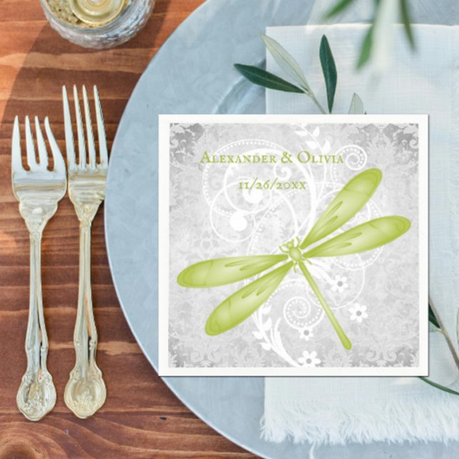 Green Dragonfly Bridal Shower Napkin (Green Dragonfly Bridal Shower Napkin)