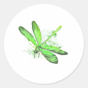 Green Dragonfly  Classic Round Sticker