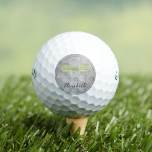 Green Dragonfly Damask Golf Balls