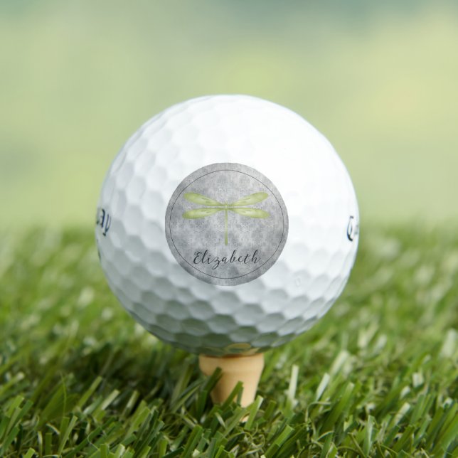 Green Dragonfly Damask Golf Balls (Insitu Tee)