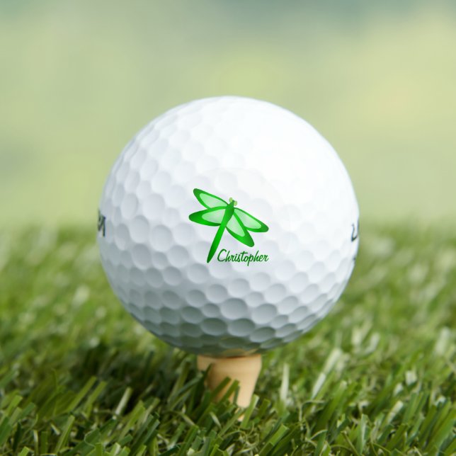 Green Dragonfly Design Golf Balls (Insitu Tee)