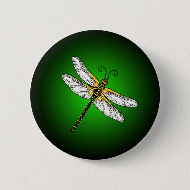 Green Dragonfly Dragonflies Button (Front)