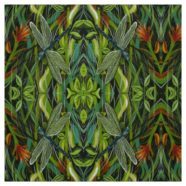Green Dragonfly Fabric (Swatch)