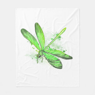 Green Dragonfly Fleece Blanket