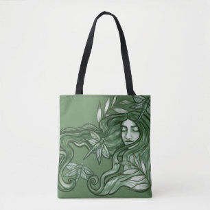 Green Dragonfly Goddess Art Dragonflies            Tote Bag