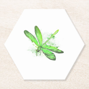 Green Dragonfly  Paper Coaster