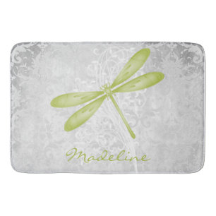Green Dragonfly Personalised Bath Mat