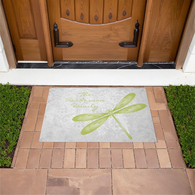 Green Dragonfly Personalised Doormat (Outdoor)