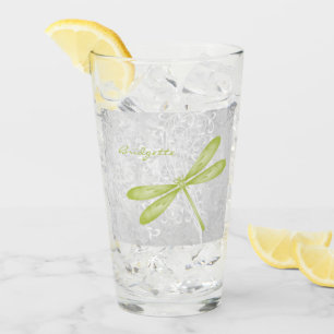 Green Dragonfly Personalised Glass Cup