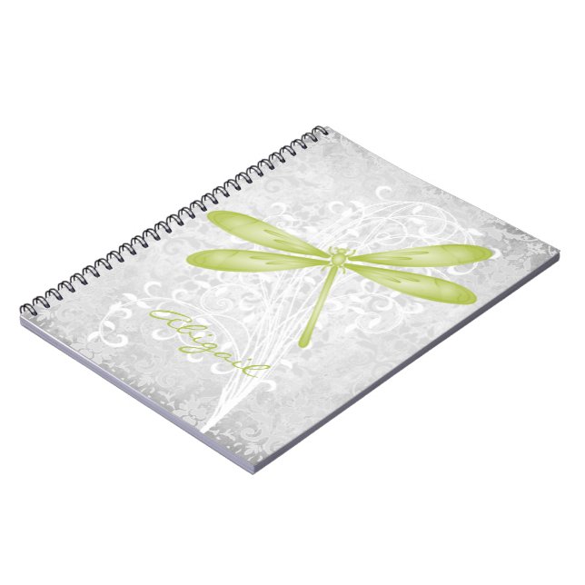 Green Dragonfly Personalised Notebook (Left Side)