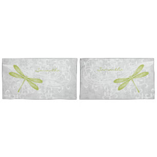 Green Dragonfly Personalised Pillow Case