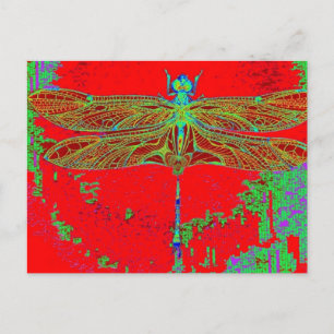 Green Dragonfly -Red Gifts by Sharles Postcard
