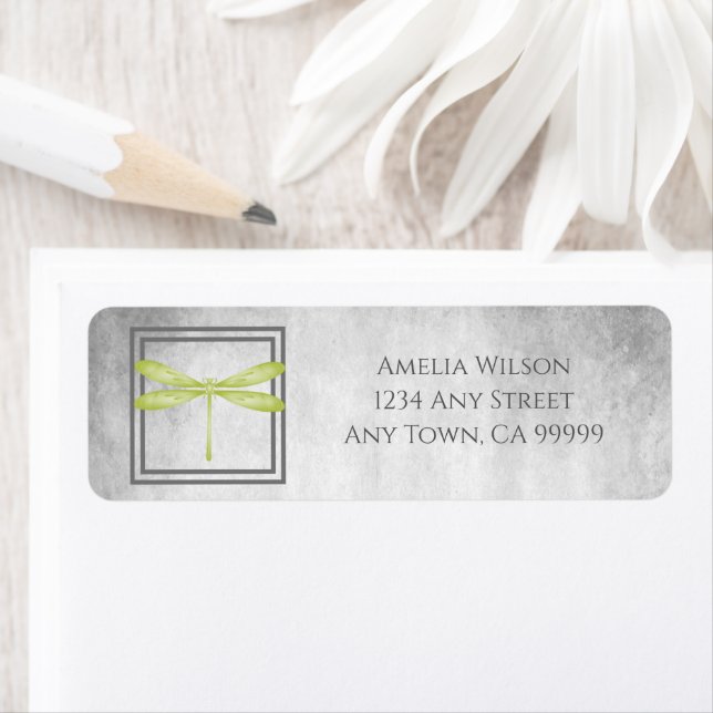 Green Dragonfly Return Address Label (Insitu)