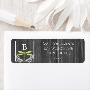 Green Dragonfly Rustic Label Return Address Label