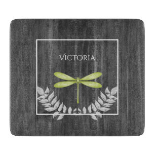 Green Dragonfly Rustic Personalised Cutting Board