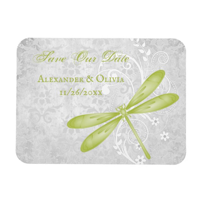 Green Dragonfly Save The Date Magnet (Horizontal)