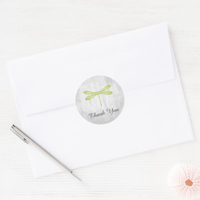 Green Dragonfly Thank You Stickers (Envelope)