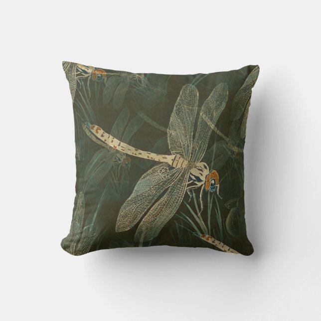GREEN DRAGONFLY THROW PILLOW (Front)