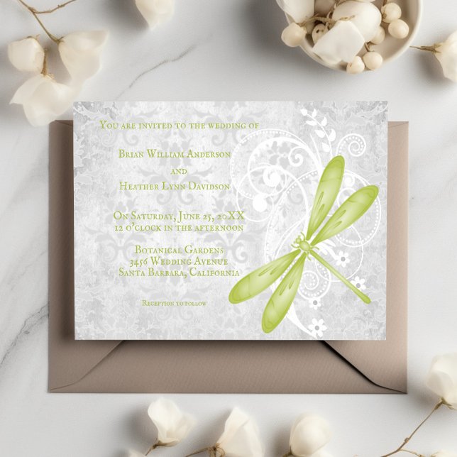 Green Dragonfly Wedding Invitation (Green Dragonfly Wedding Invitation)