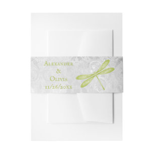 Green Dragonfly Wedding Invite Belly Band Invitation Belly Band