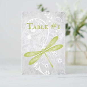 Green Dragonfly Wedding Reception Table Card