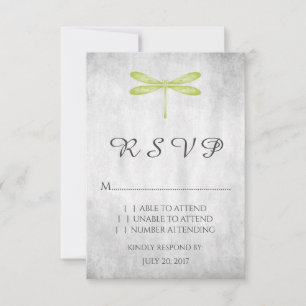 Green Dragonfly Wedding RSVP Card