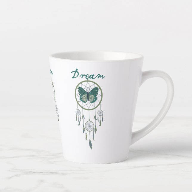 Green Dream Catcher & Butterfly Latte Mug (Right)