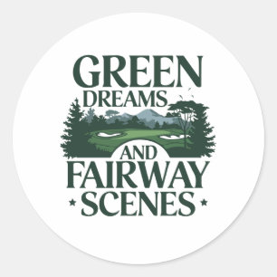 Green Dreams, Golf Trendy Classic Round Sticker