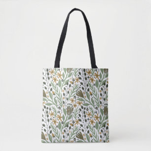 Green Dreamy Floral Pattern Tote Bag