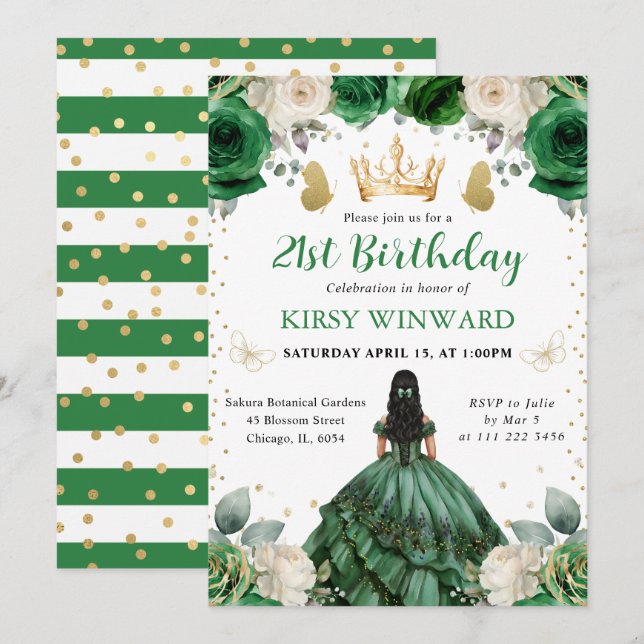Green Dress Western Princess Birthday Invitation (Front/Back)