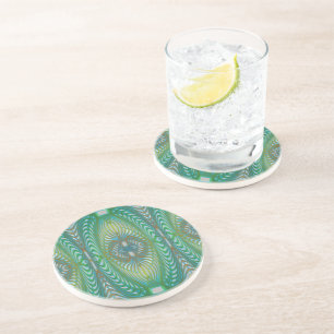 Green Drinking Coaster - Deck 8 Swirl