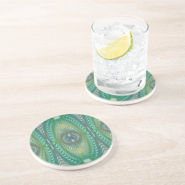 Green Drinking Coaster - Deck 8 Swirl (Side)