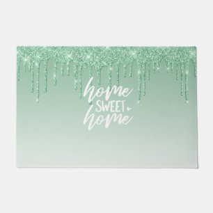 Green Dripping Glitter Home Sweet Home Doormat