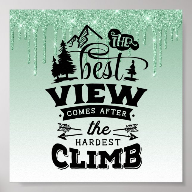 Green Dripping Glitter Inspirational Quote Poster (Front)