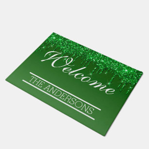 Green Dripping Glitter - Welcome Doormat