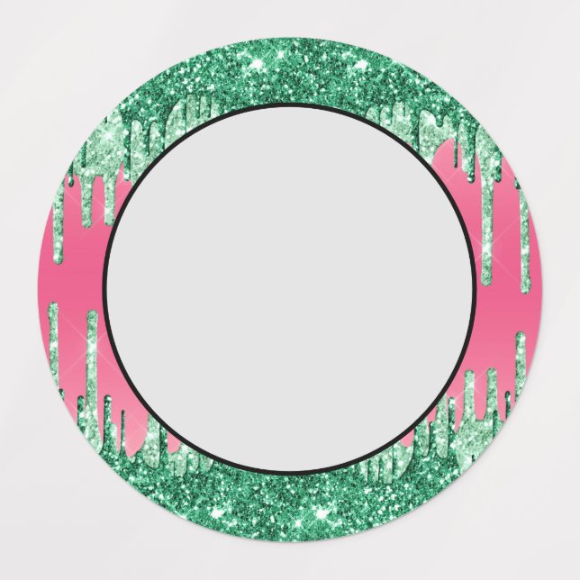 Green Dripping Glitters Chic Pink Watermelon Colou (Design 1)