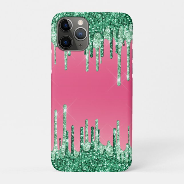 Green Dripping Glitters Chic Pink Watermelon Colou Case-Mate iPhone Case (Back)