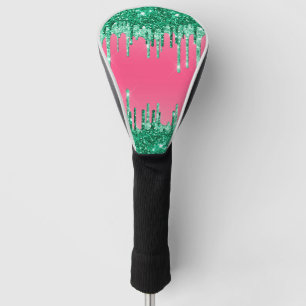 Green Dripping Glitters Chic Pink Watermelon Colou Golf Head Cover
