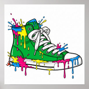 Green Dripping Paint Sneaker Poster