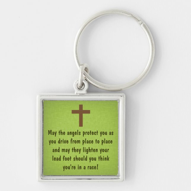 Green Driver's Prayer Blessing Keychain (Front)
