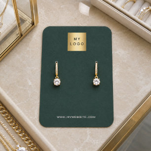 Green earring jewellery photo logo display card