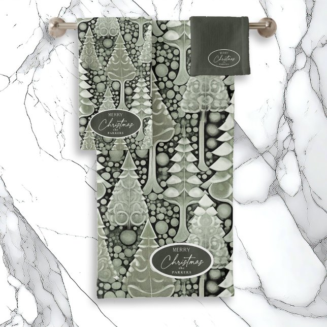 Green Earth Christmas Pattern#6 ID1009 Bath Towel Set (Creator Uploaded)