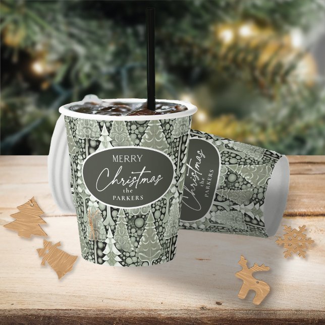 Green Earth Christmas Pattern#6 ID1009 Paper Cups (Creator Uploaded)