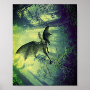 Green Earth Dragon, Nature Fantasy Art Poster