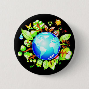Green Earth Eco Friendly for Earth Day 6 Cm Round Badge
